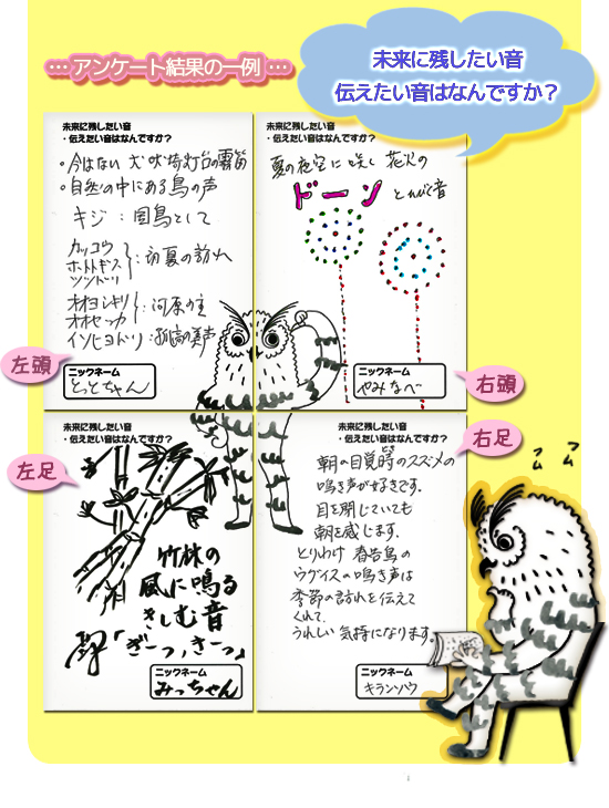 アンケートはがきの一例