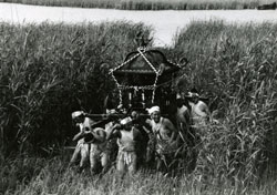 印旛沼にお浜降りする神輿