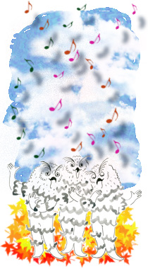 キャラクターが歌を歌っているイラスト